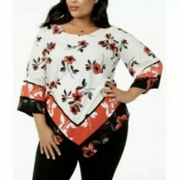 New ALFANI Womens Large Floral Assymetric Blouse - Picture 2 of 8